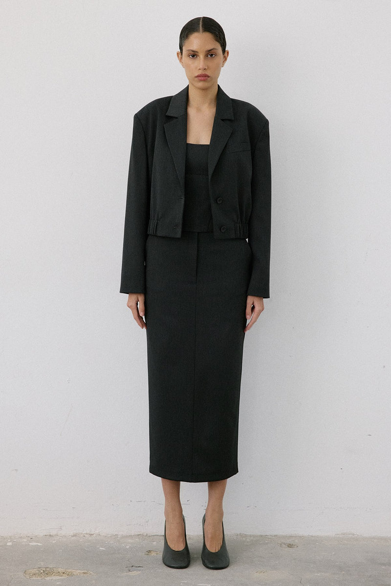 Double Breasted Lined Short Cut  Blazer