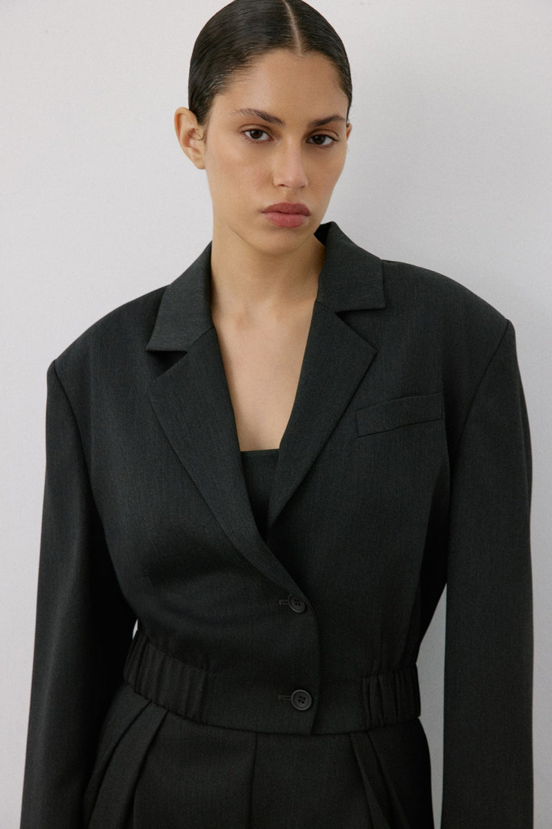 Double Breasted Lined Short Cut  Blazer