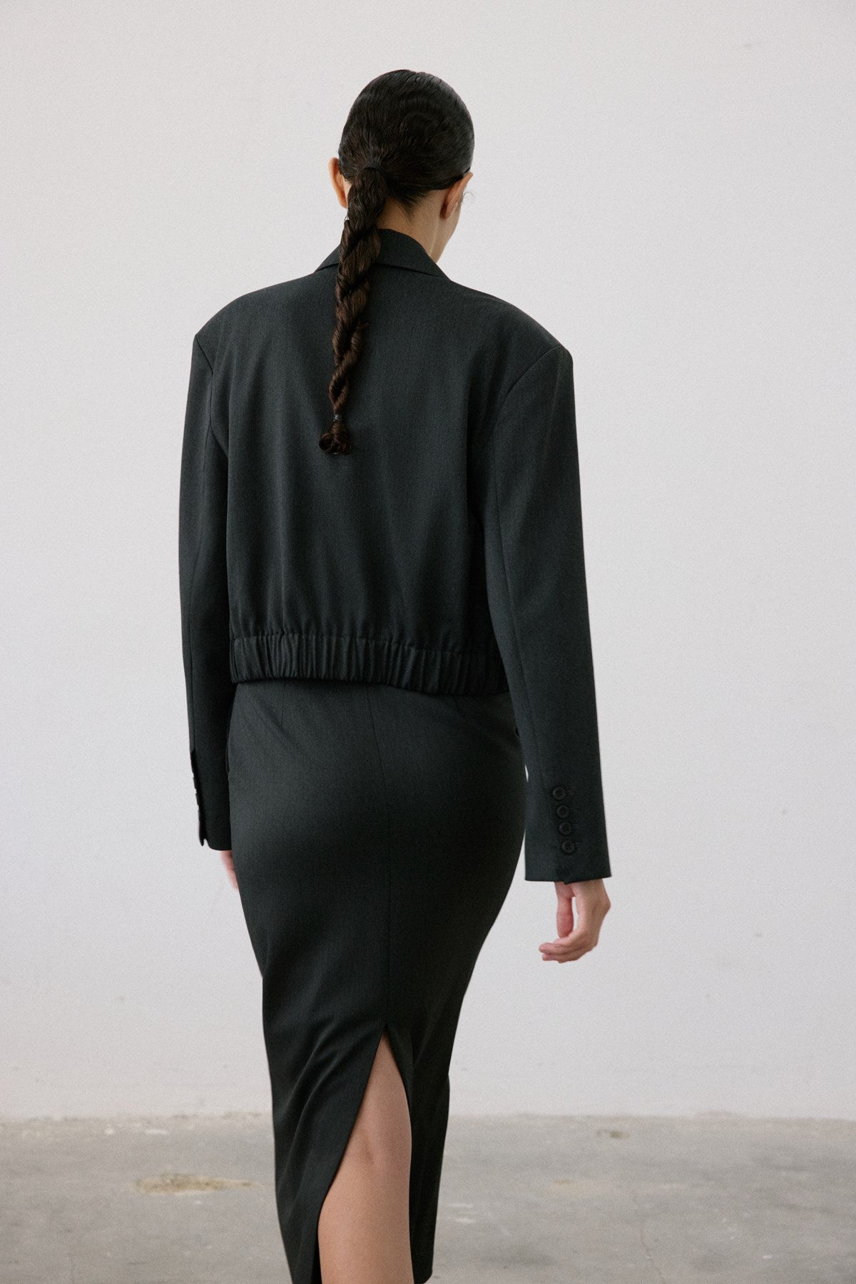 Double Breasted Lined Short Cut  Blazer