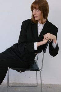 Black Double Breasted Lined Short Cut  Blazer
