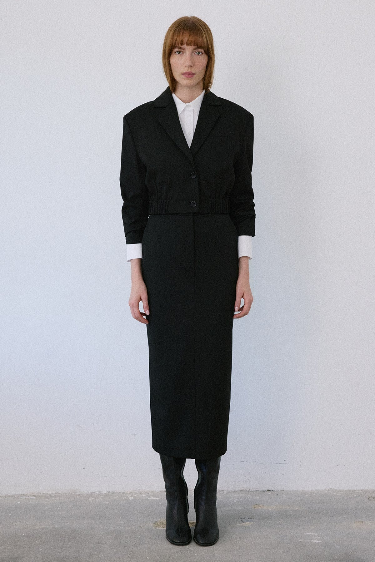 Double Breasted Lined Short Cut  Blazer