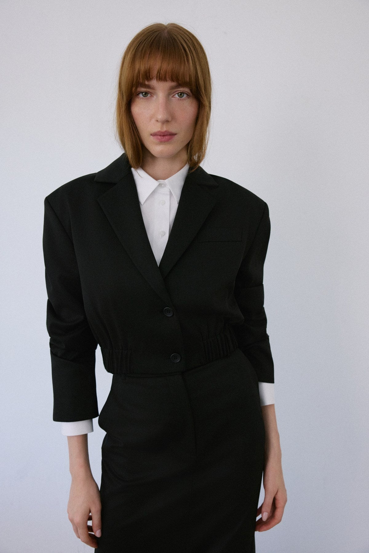 Double Breasted Lined Short Cut  Blazer