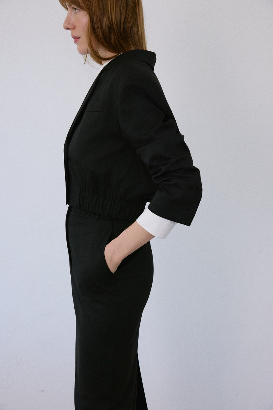 Double Breasted Lined Short Cut  Blazer