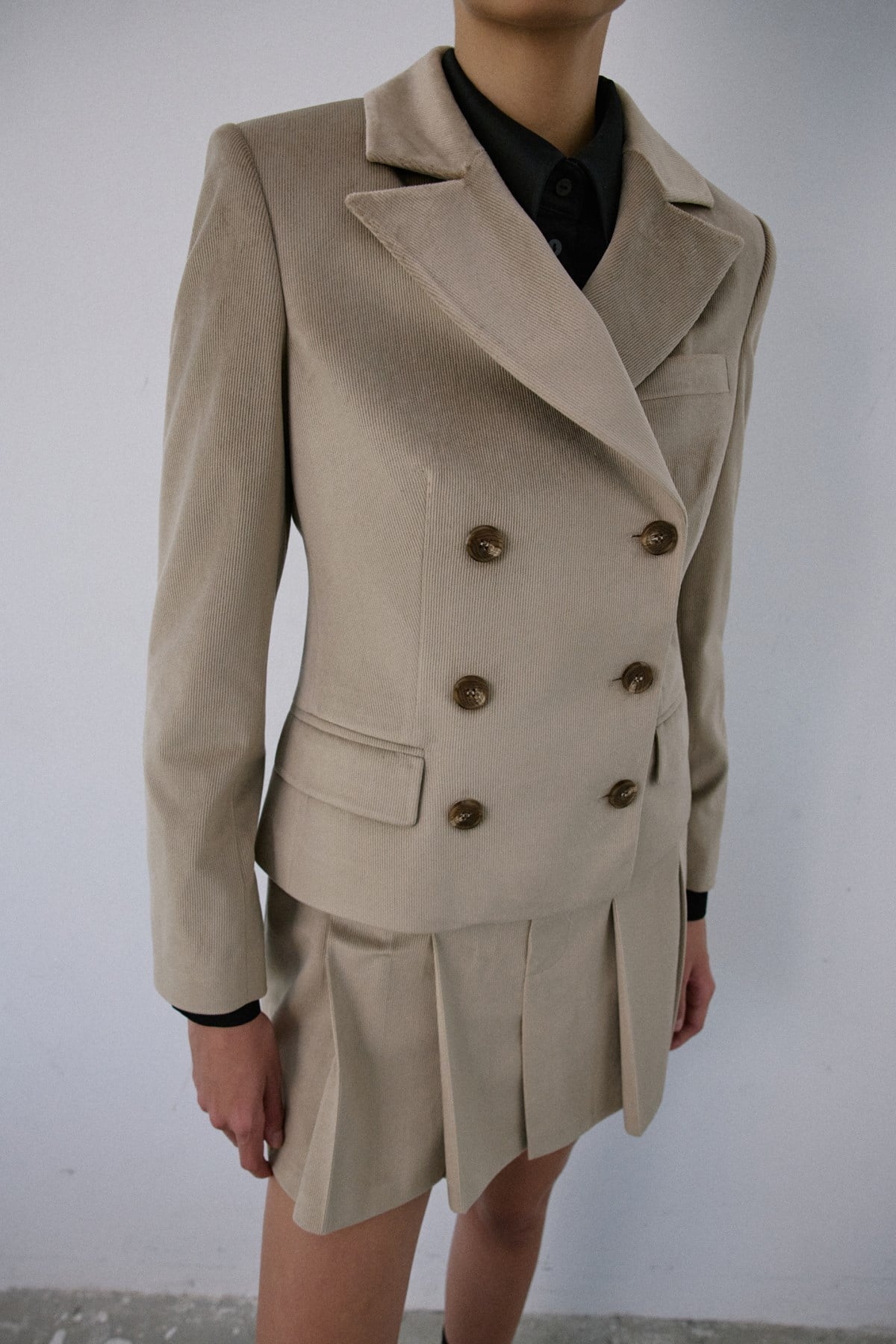Double Breasted Lined Velvet  Blazer