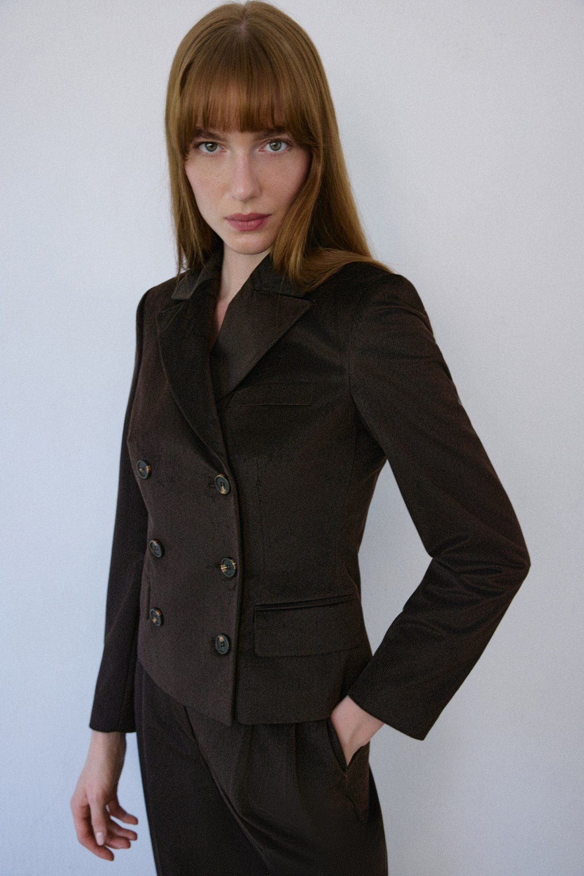 Double Breasted Lined Velvet  Blazer