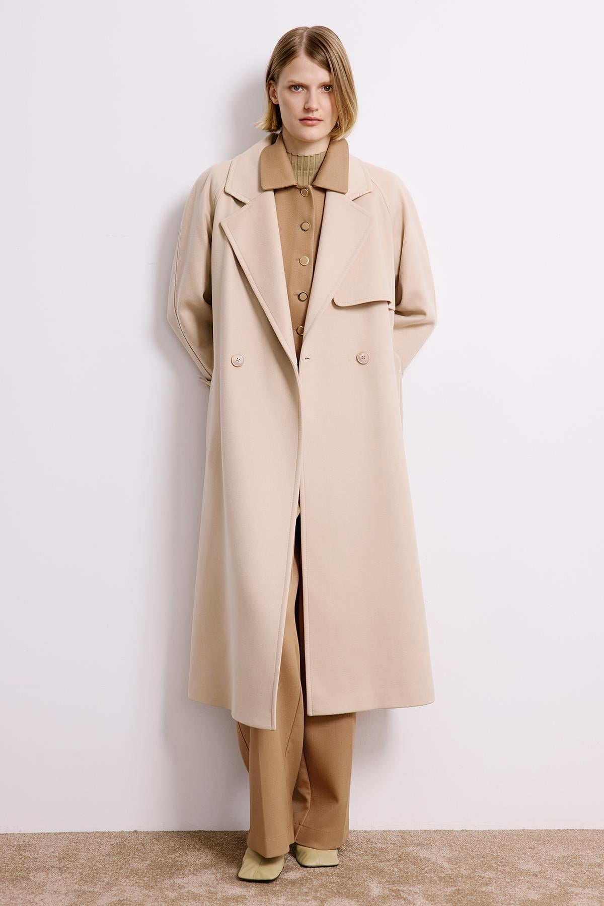 Double-Breasted Long Sleeve Coat