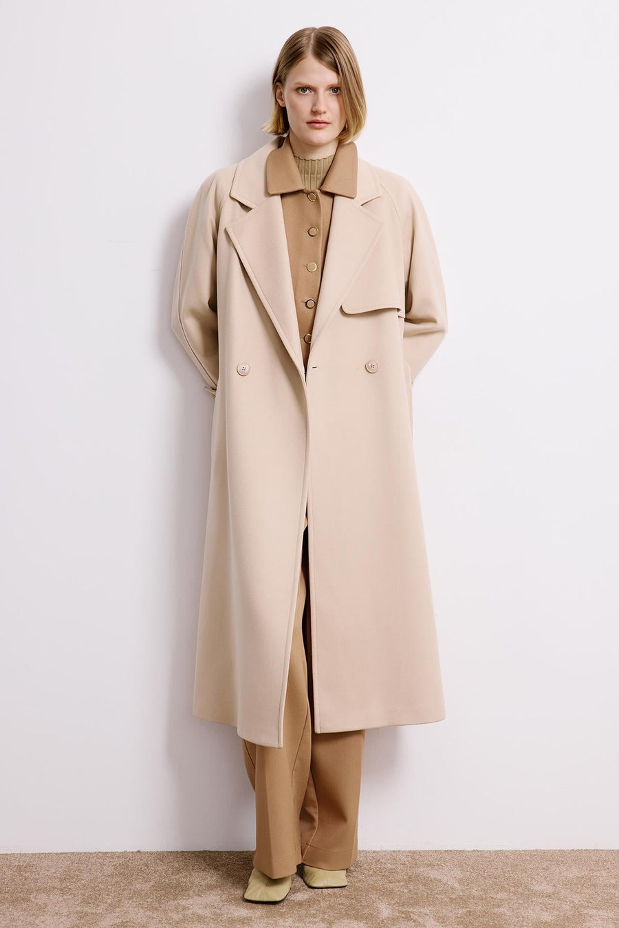 Double-Breasted Long Sleeve Coat