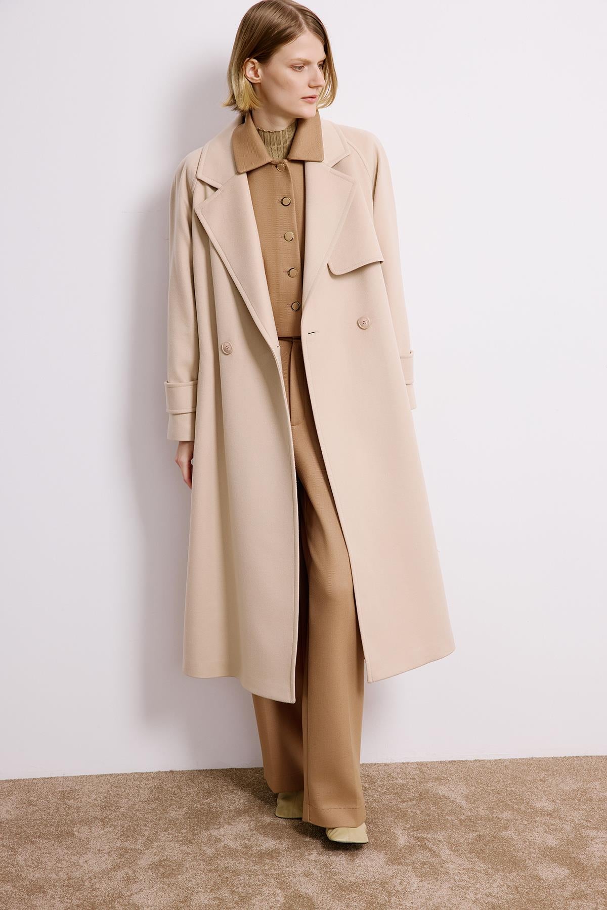 Double-Breasted Long Sleeve Coat