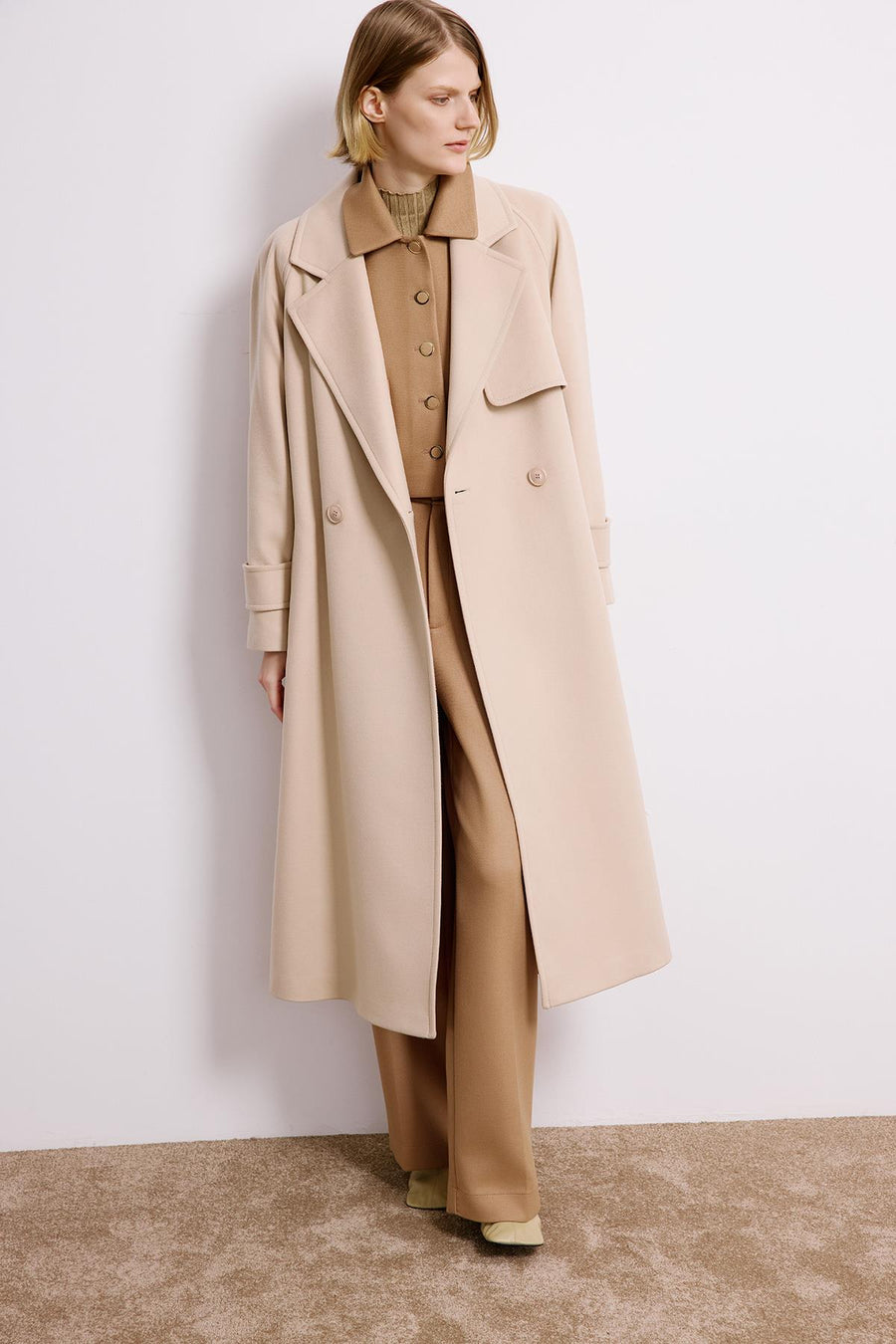 Double-Breasted Long Sleeve Coat