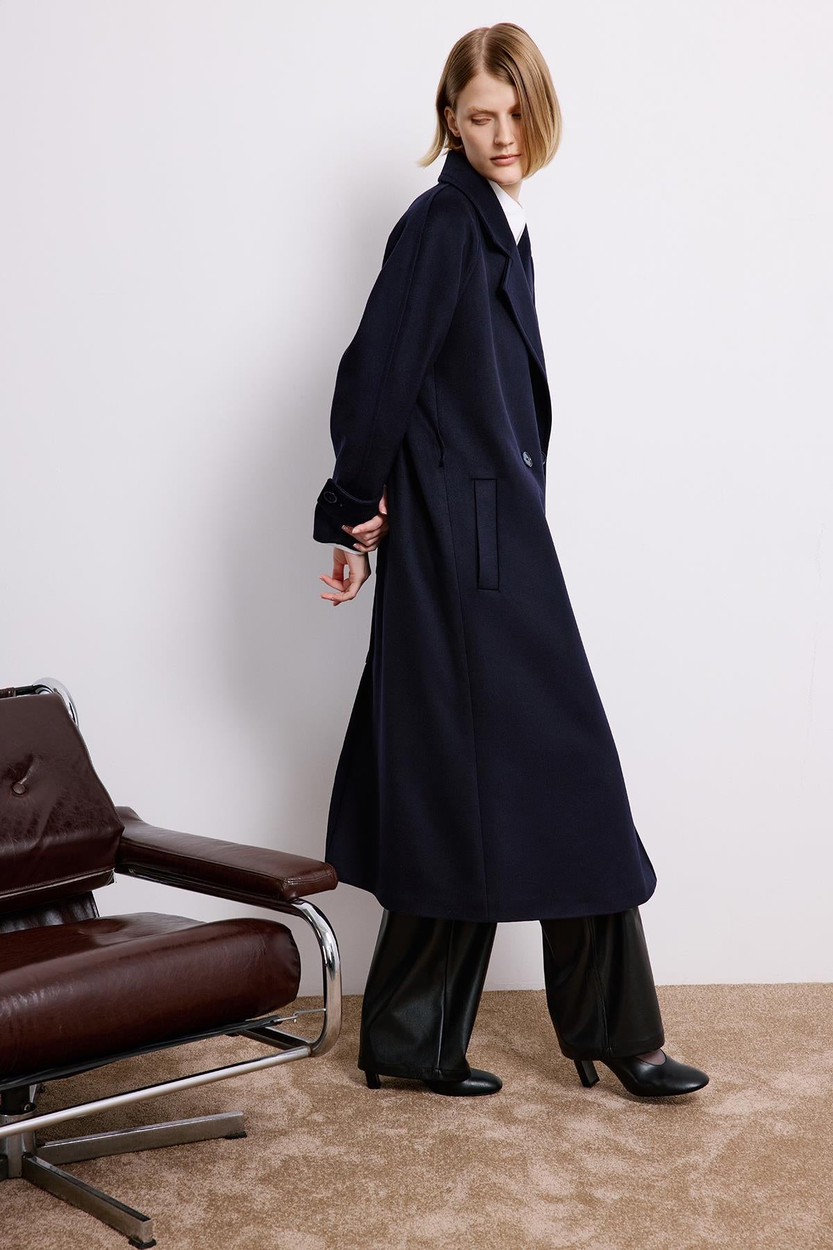 Double-Breasted Long Sleeve Coat