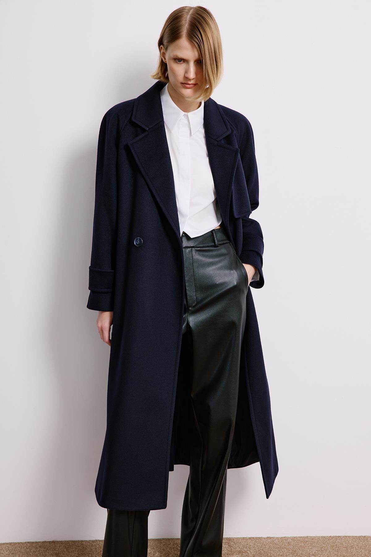 Double-Breasted Long Sleeve Coat