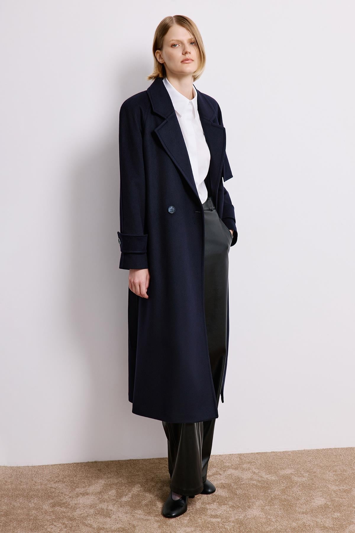 Double-Breasted Long Sleeve Coat