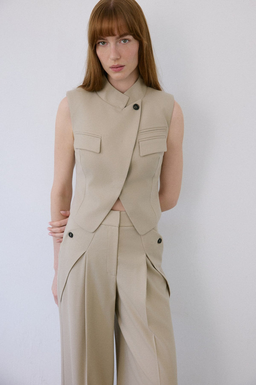 Double Breasted Look Lined  Vest