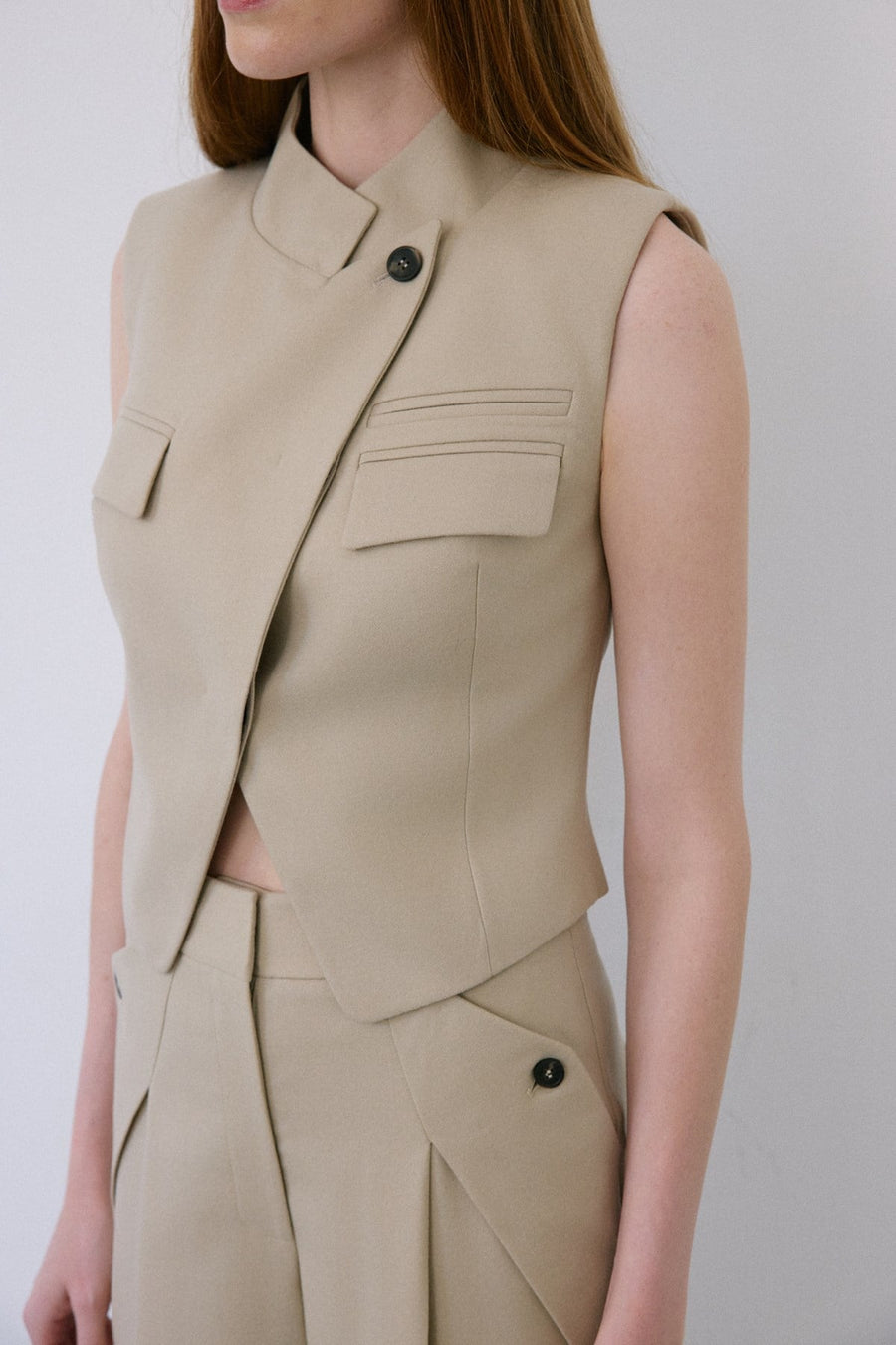 Double Breasted Look Lined  Vest