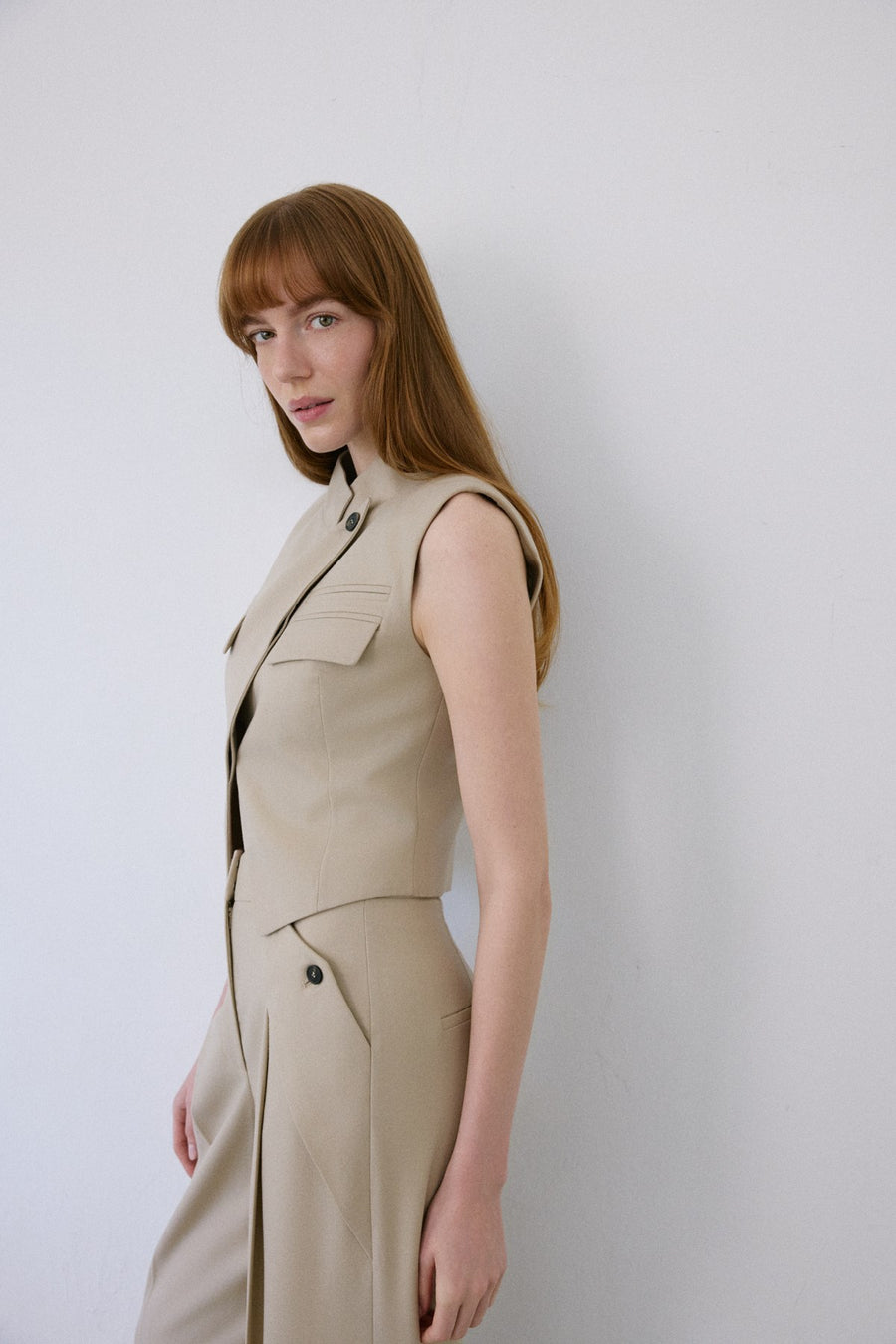 Double Breasted Look Lined  Vest