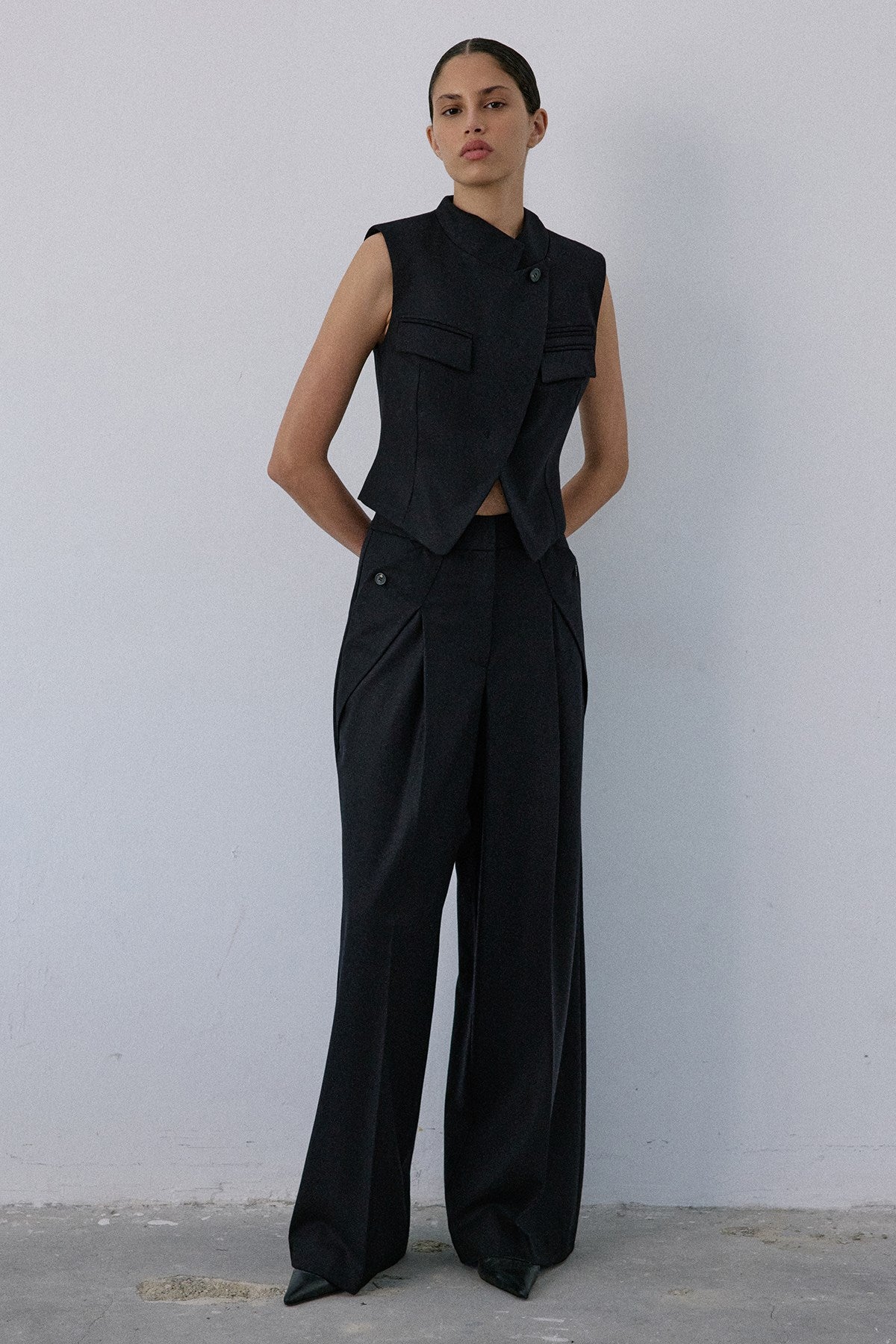 Double Breasted Look Lined  Vest