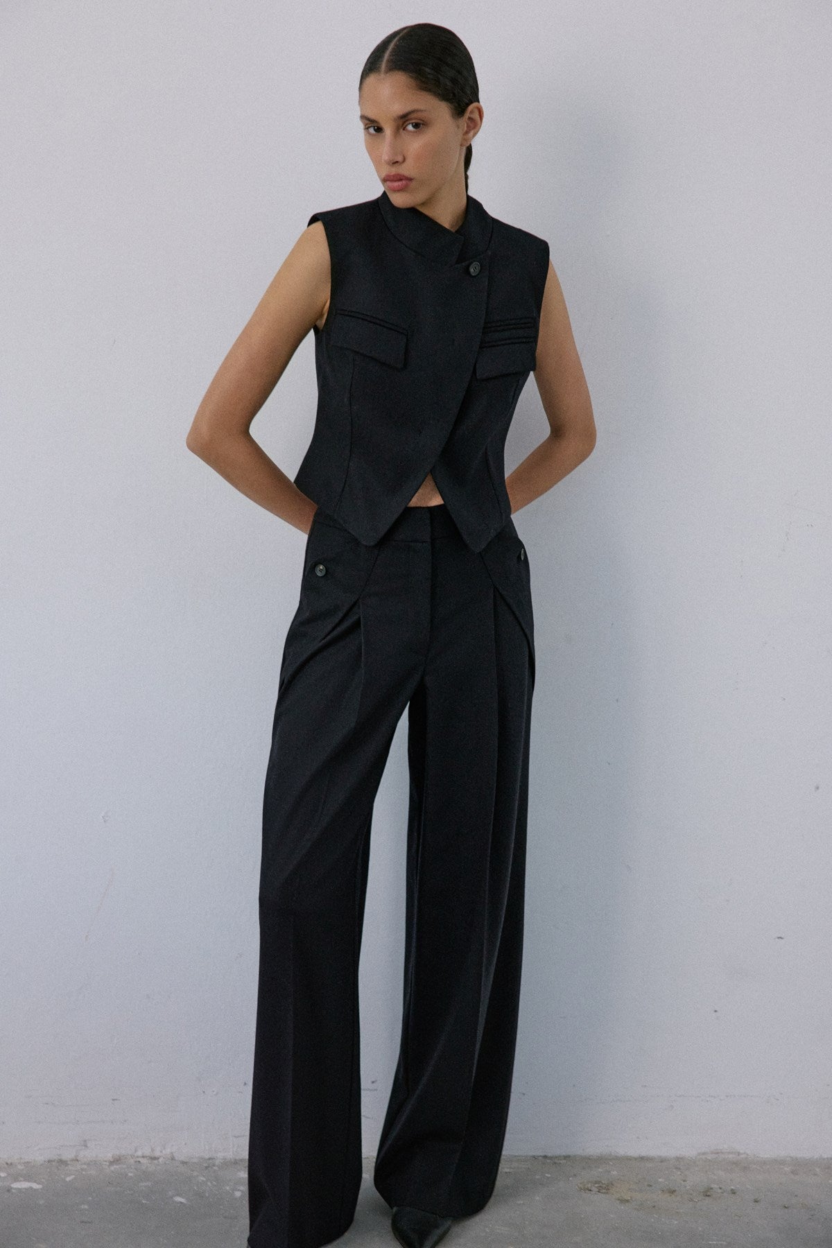 Double Breasted Look Lined  Vest