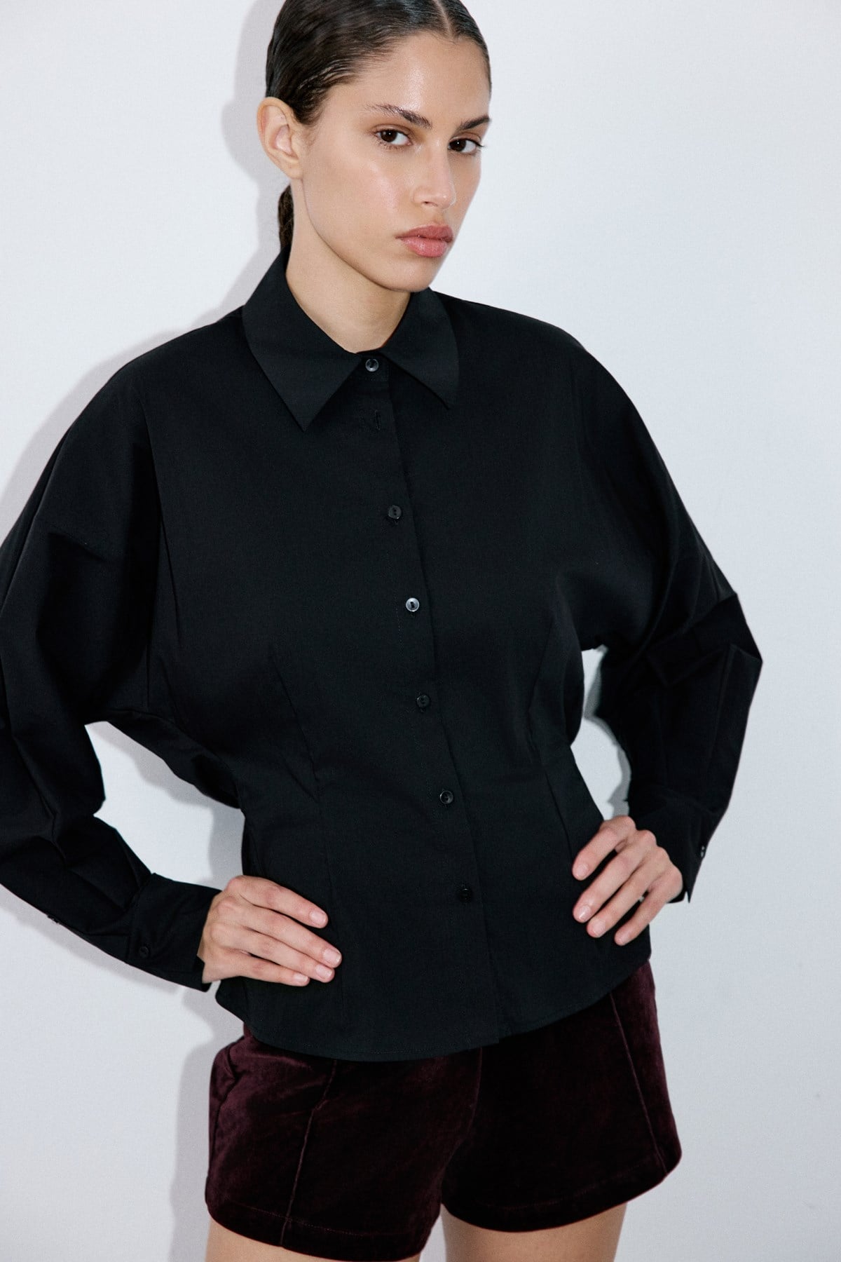 Dropped Shoulder Batwing Sleeve  Shirt