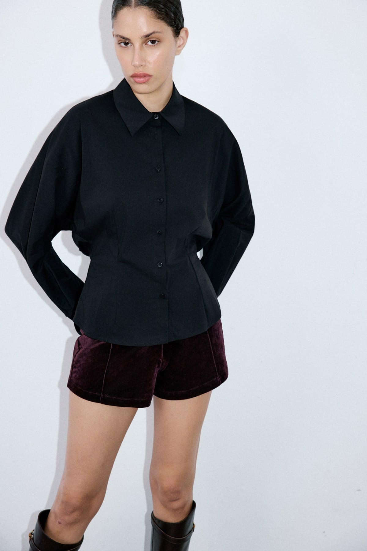 Dropped Shoulder Batwing Sleeve  Shirt