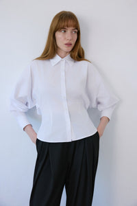 White Dropped Shoulder Batwing Sleeve  Shirt