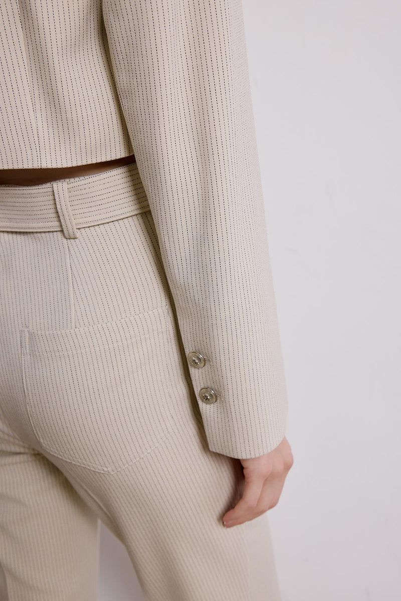 Striped Wrap Crop Blazer