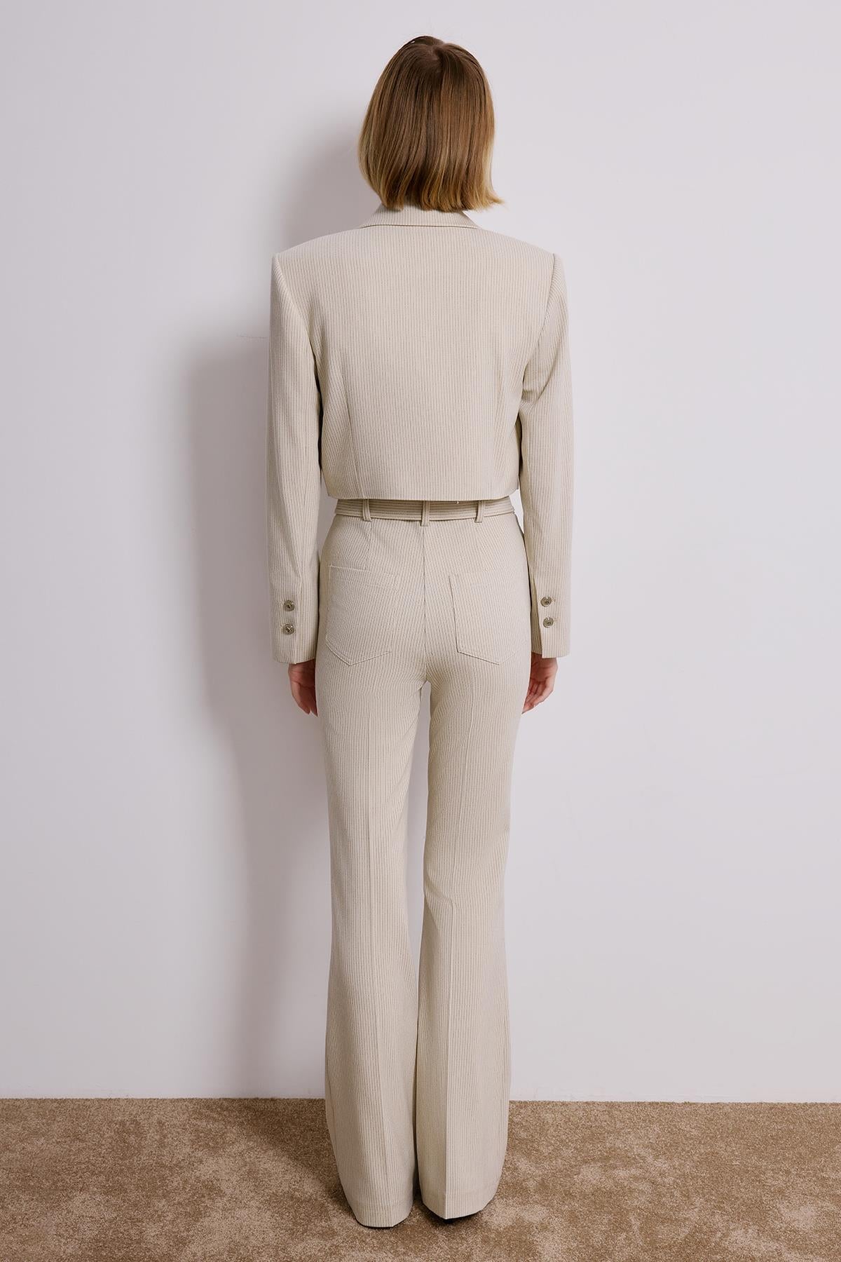 Striped Wrap Crop Blazer