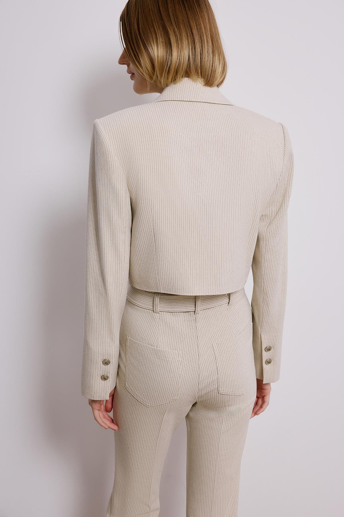 Striped Wrap Crop Blazer