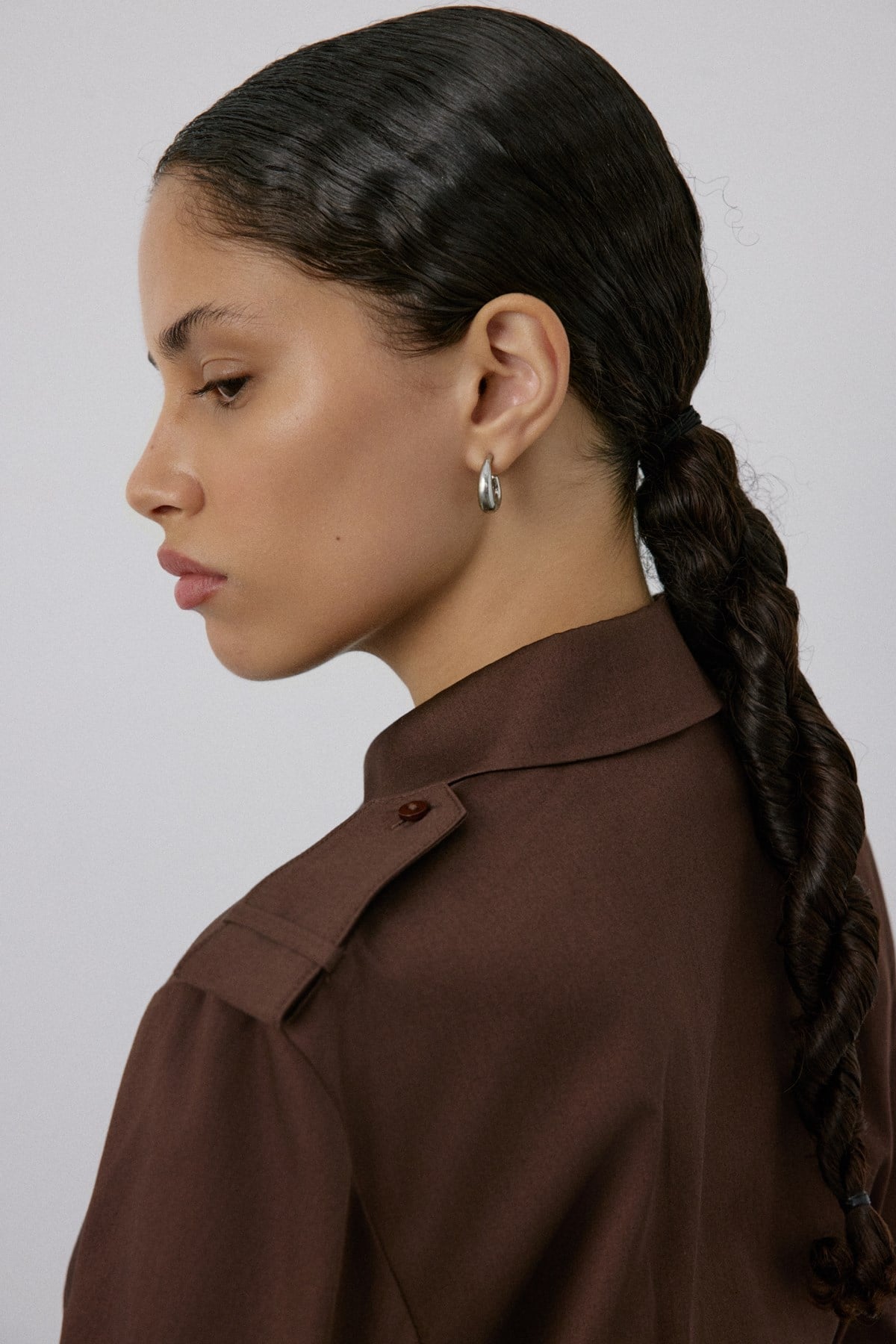 Epaulette Long Sleeve Crop  Shirt