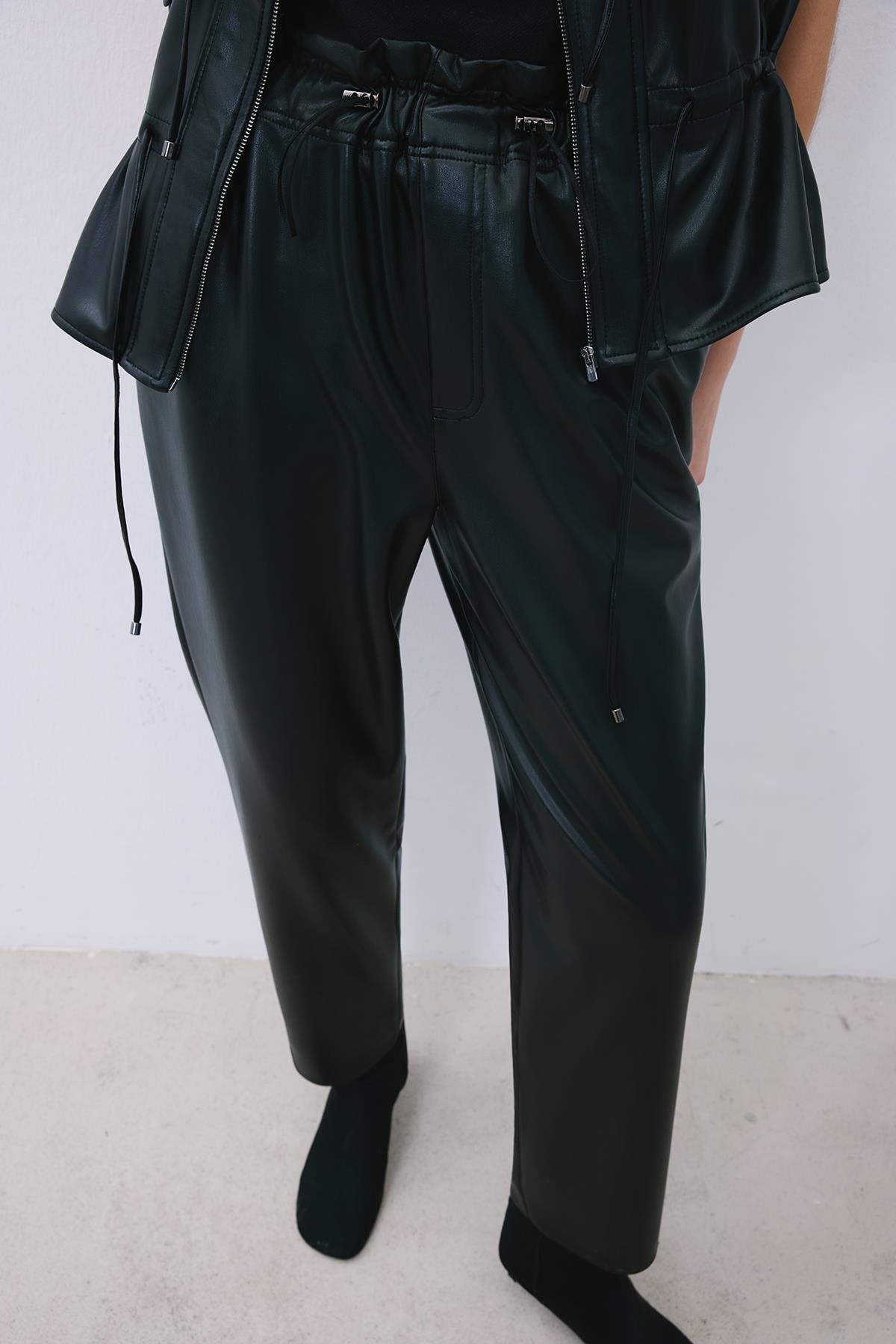 Faux Leather Relaxed Fit Pants