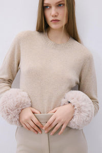 Beige Fluffy  Faux Fur Cuffs