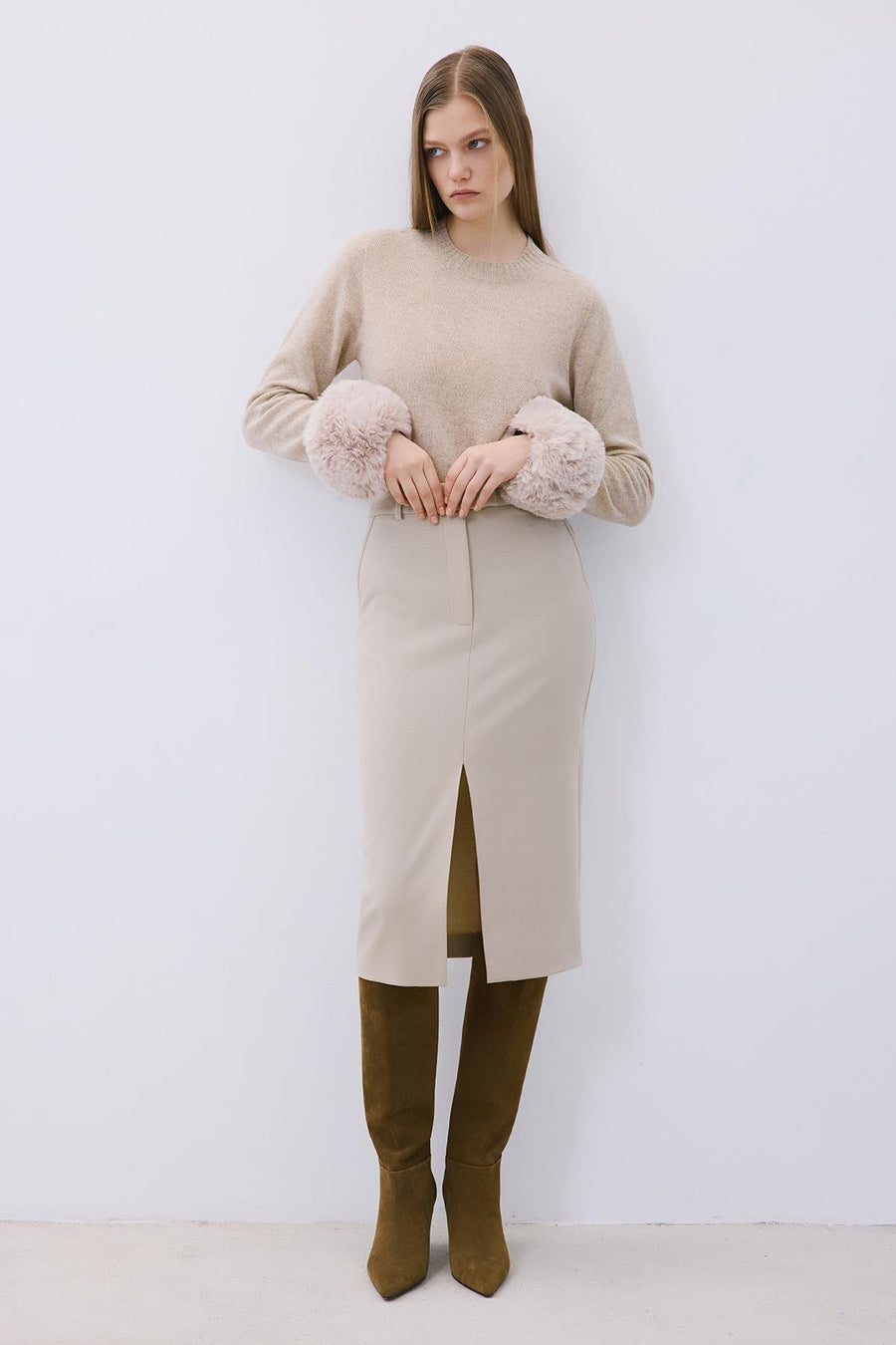 Fluffy Beige Faux Fur Cuffs