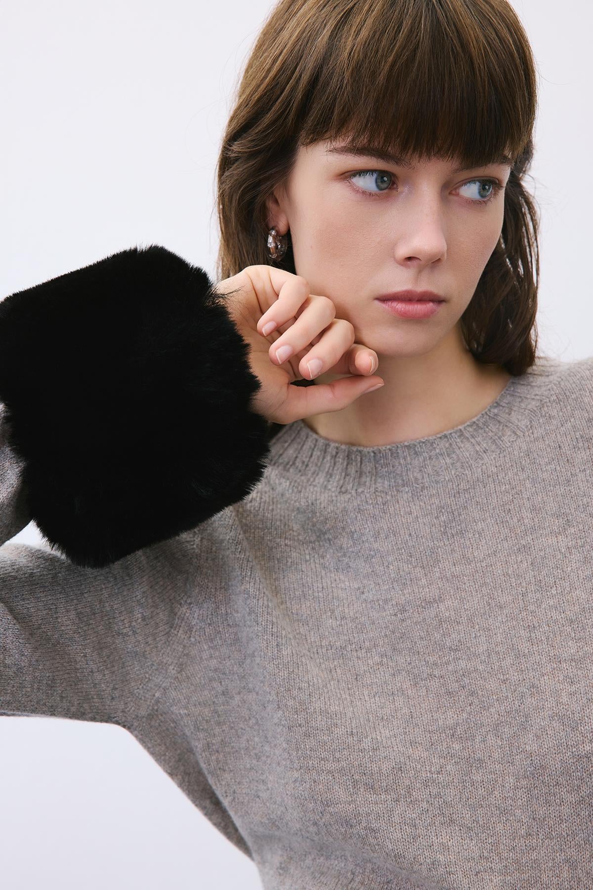 Fluffy Beige Faux Fur Cuffs