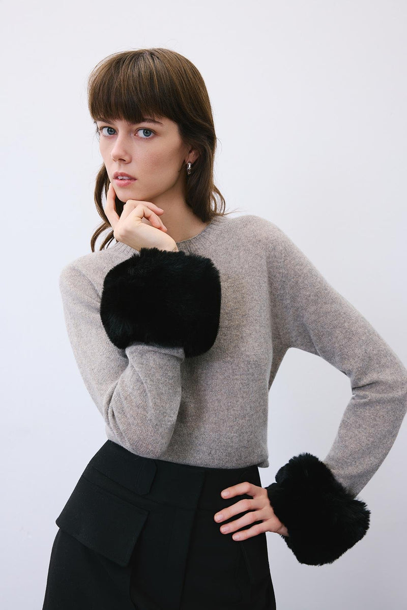 Fluffy Beige Faux Fur Cuffs