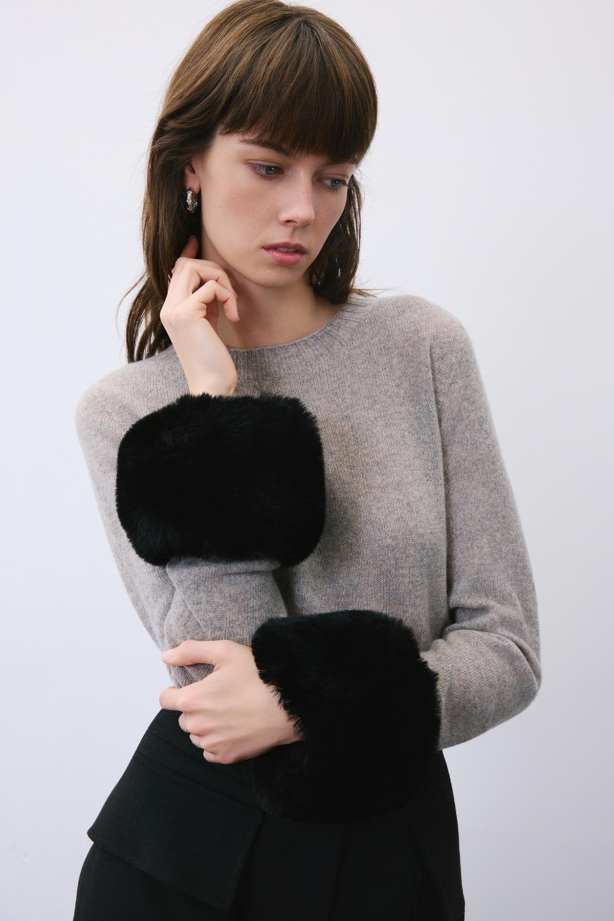 Fluffy Beige Faux Fur Cuffs