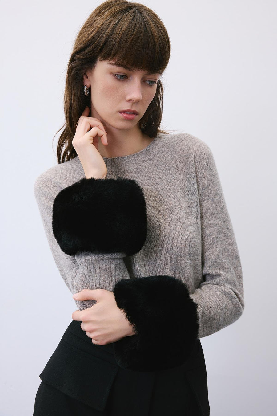 Fluffy Beige Faux Fur Cuffs