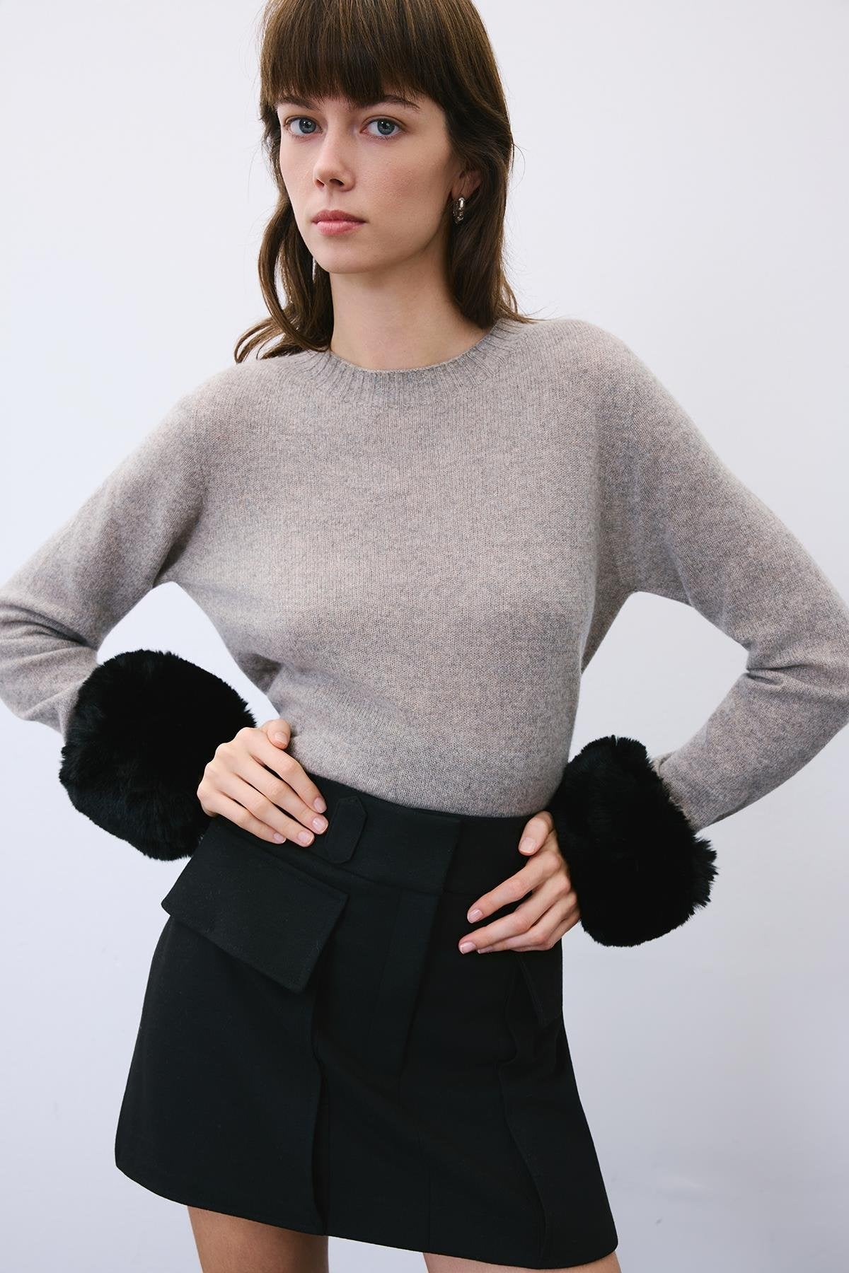 Fluffy Beige Faux Fur Cuffs