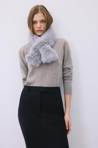 Grey Fluffy  Faux Fur Neck Warmer