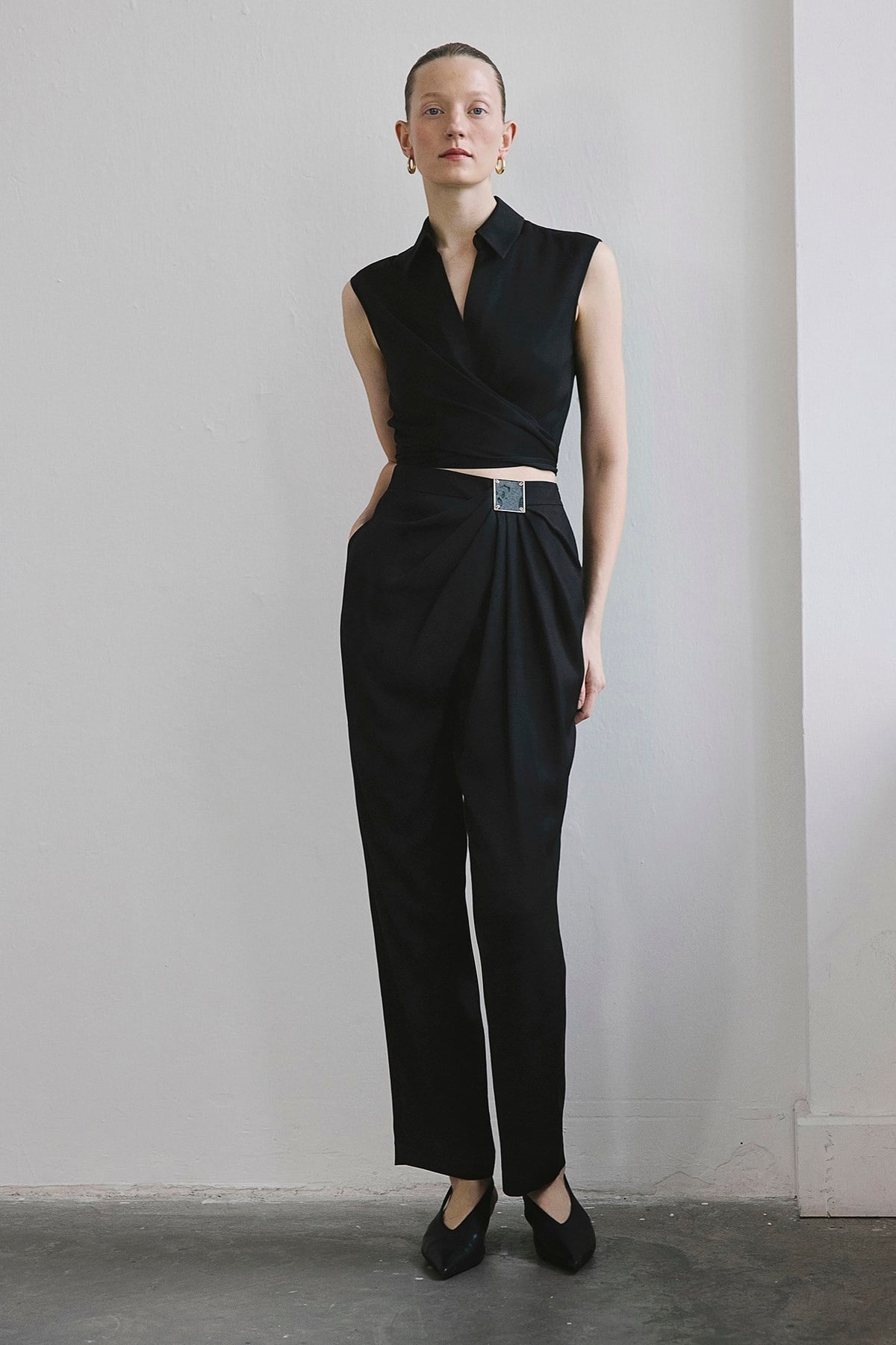 Front Pleated Linen Blend  Trousers
