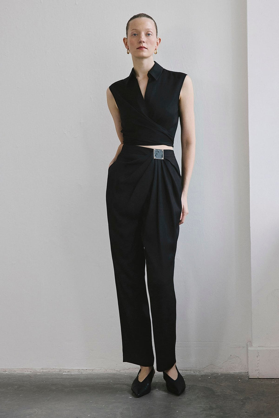 Front Pleated Linen Blend  Trousers