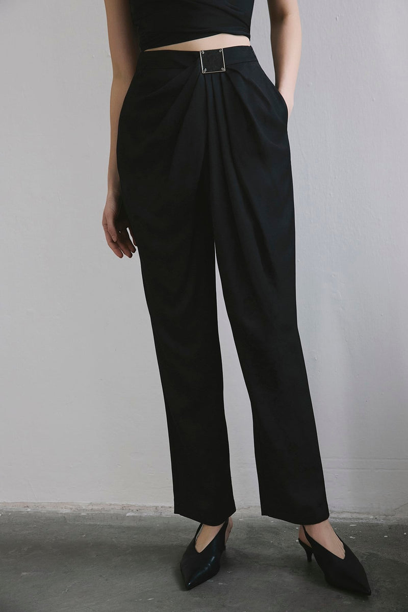 Front Pleated Linen Blend  Trousers