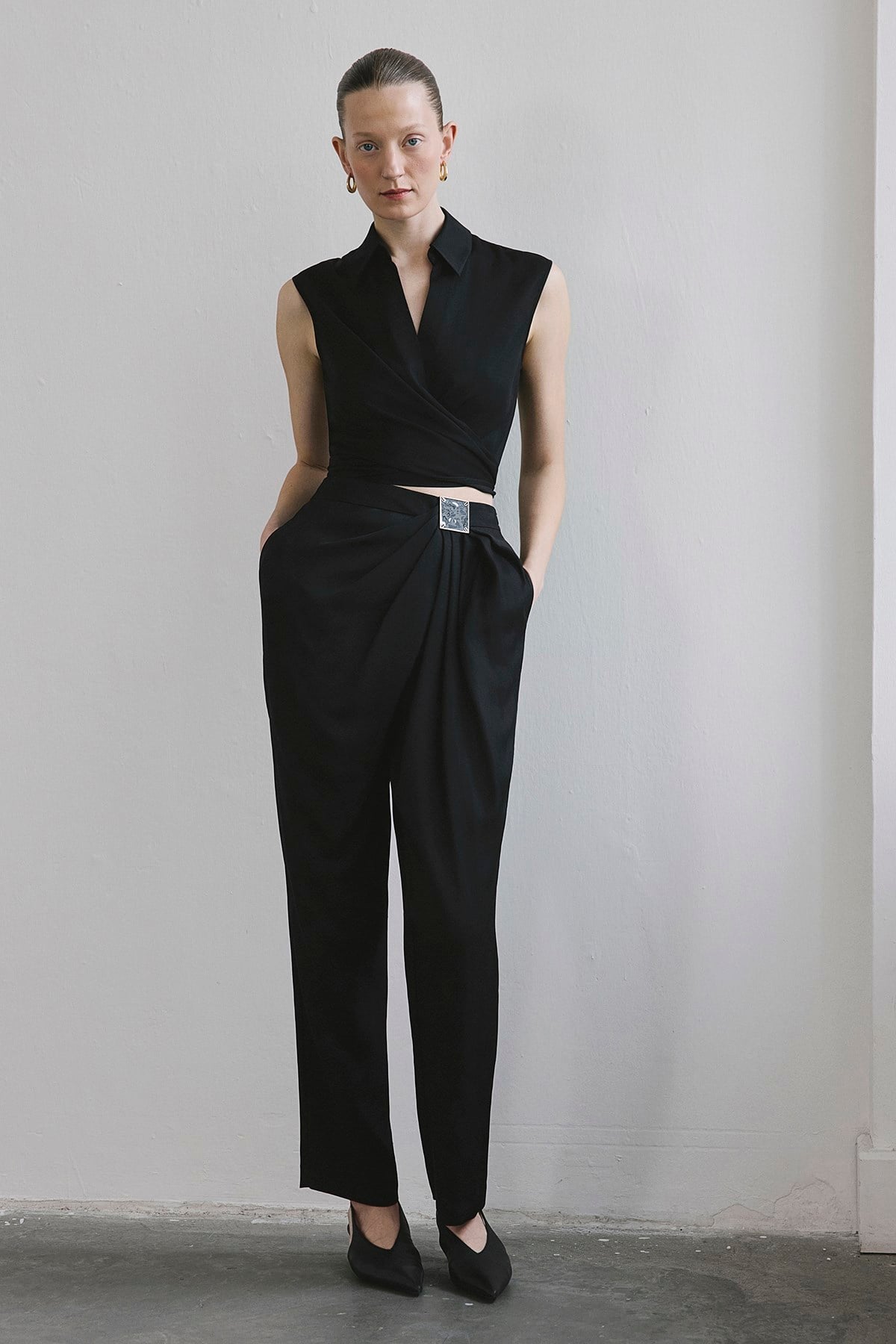 Front Pleated Linen Blend  Trousers