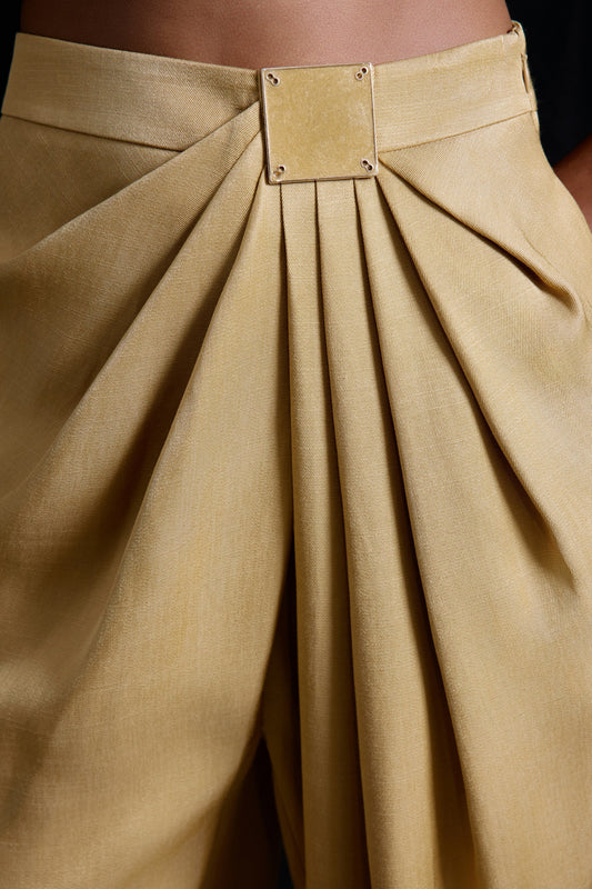 Front Pleated Linen Blend  Trousers
