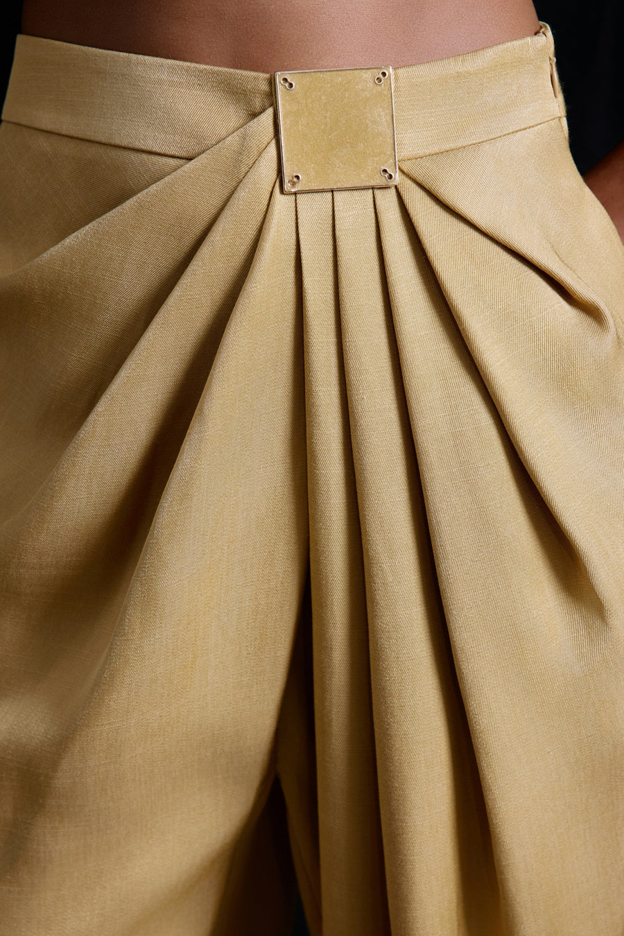 Front Pleated Linen Blend  Trousers