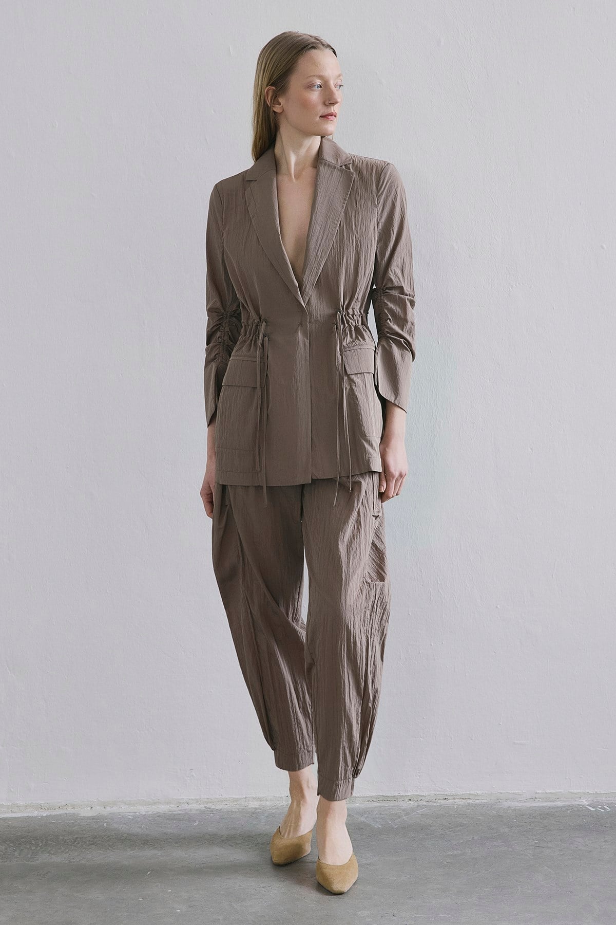 Front Pocket Gathered Detail  Jacket