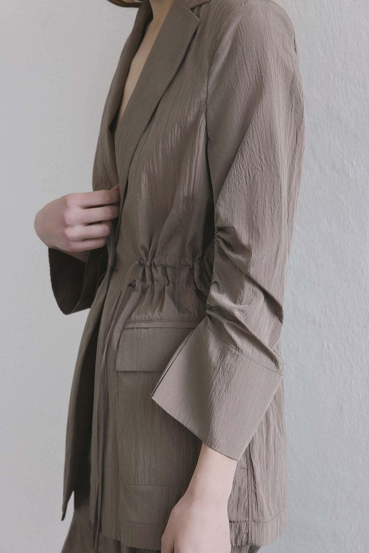 Front Pocket Gathered Detail  Jacket