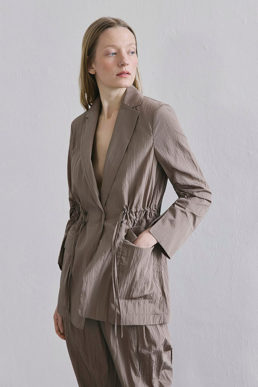 Front Pocket Gathered Detail  Jacket