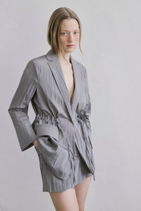Mink Front Pocket Gathered Detail  Jacket