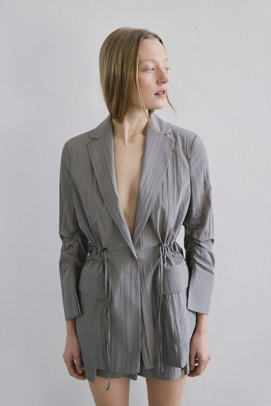 Front Pocket Gathered Detail  Jacket