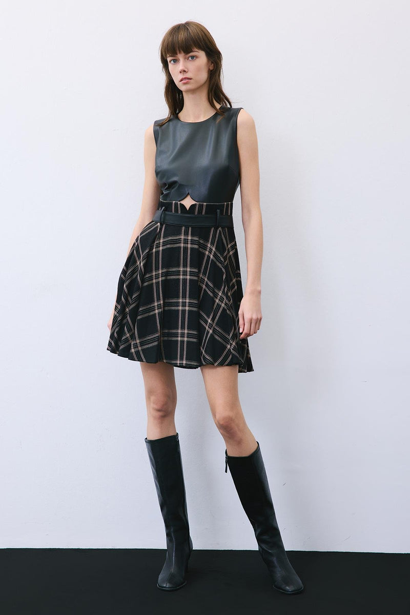 Glitter Plaid  Mini Dress