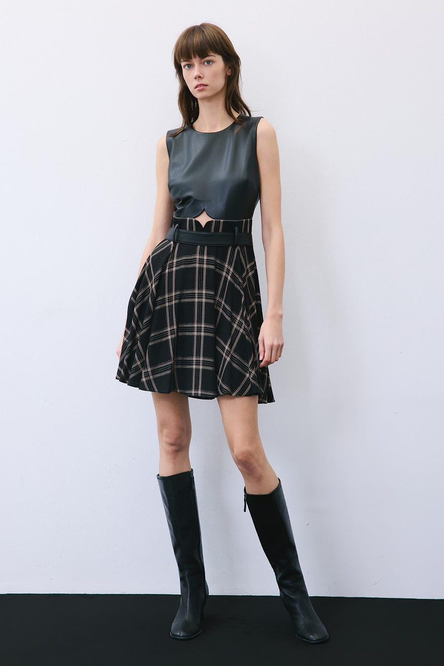 Glitter Plaid  Mini Dress